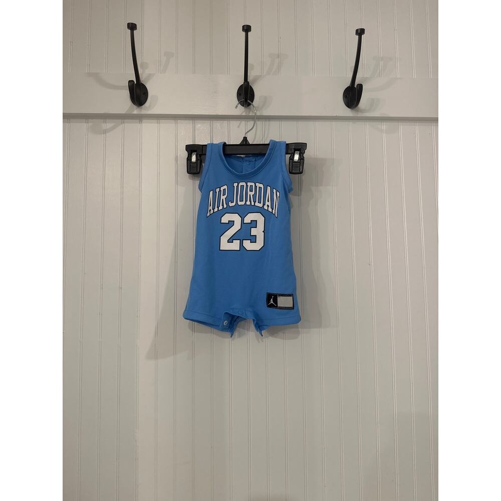 Jordan 23 Basketball Jersey Romper Infant Size 0-3M Blue UNC One Piece Snaps